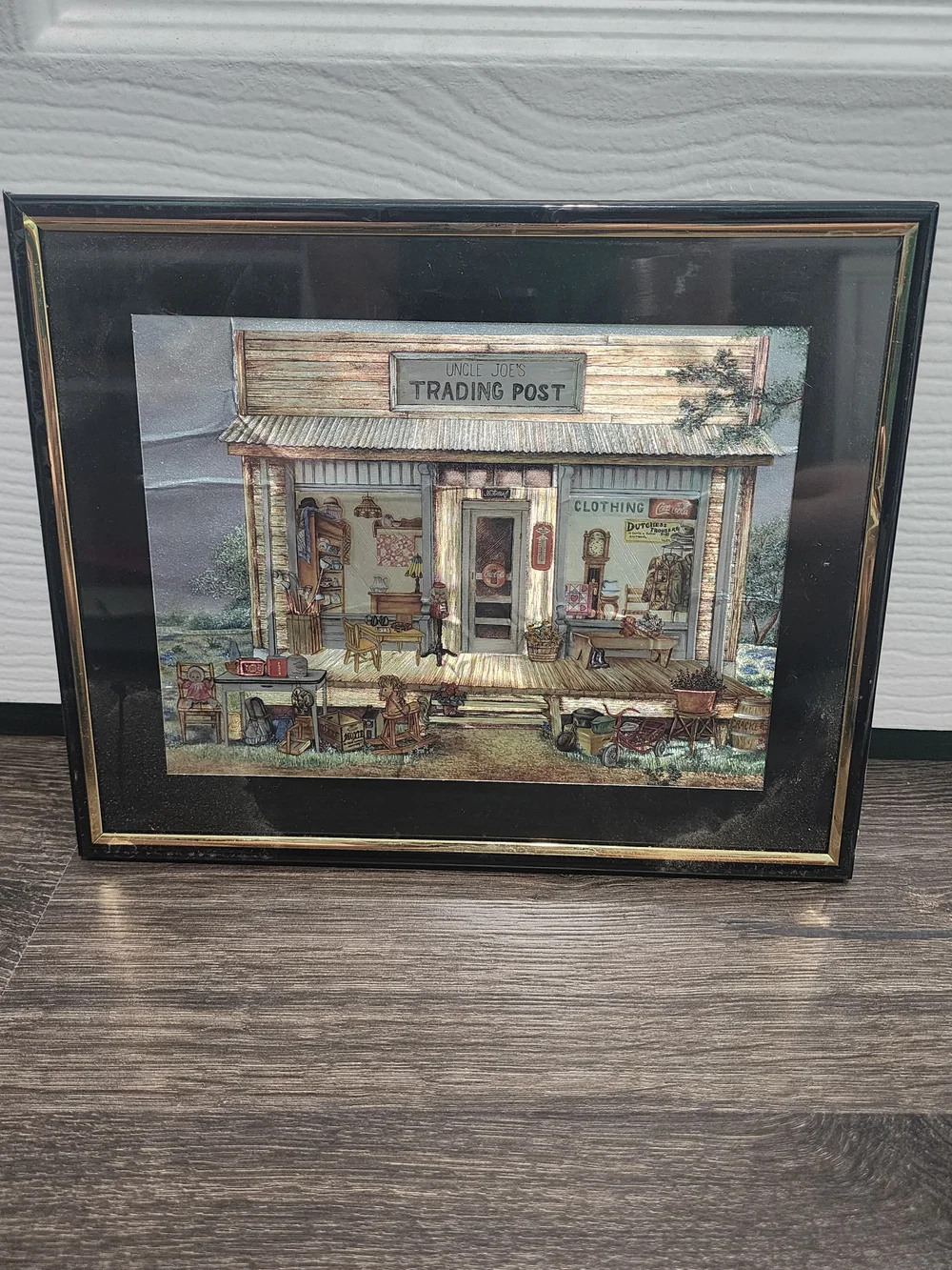 Uncle Joes Trading Post Coca Cola Collectible Foil Art Framed Print 8x10 Vintage